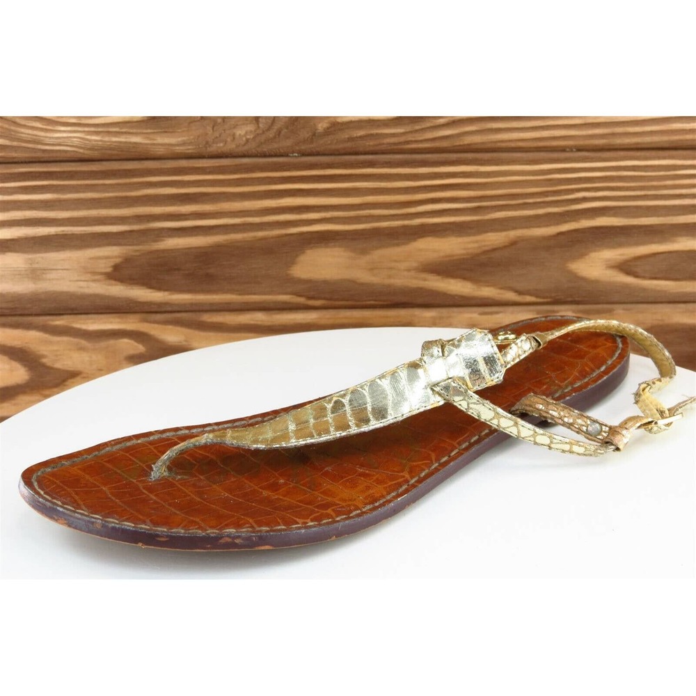 Sam Edelman Size 9‎ M Gold T-Strap Synthetic Women Sandal Shoes